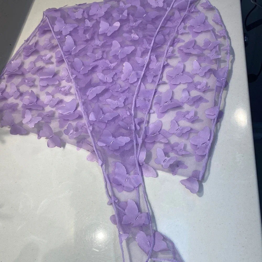 Purple Net Flying Butterfly Scarf